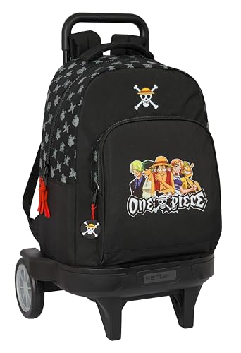 Safta ONE Piece Großer Rucksack mit Rädern, kompakt, abnehmbar, ideal für Kinder unterschiedlichen Alters, bequem und vielseitig, Qualität und Widerstandsfähigkeit, 33 x 22 x 45 cm, Schwarz, Schwarz, von safta