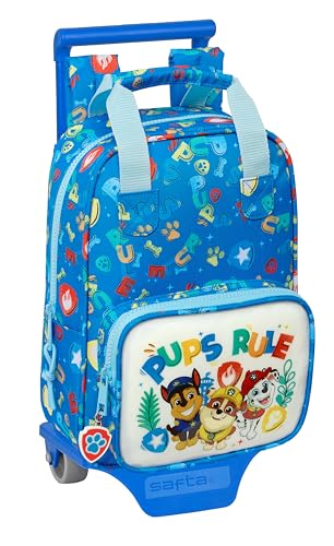 safta Paw Patrol Pups Rule, Kindermaterial, ideal für Kinder, bequem und vielseitig, Qualität und Widerstandsfähigkeit, blau, Estándar, Rucksack mit Trolley von safta