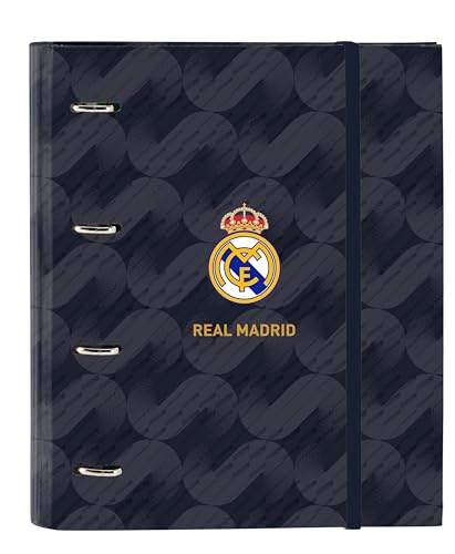 Safta Real Madrid 2. Teammappe 23/24, 4 Ringe, 35 cm, mit 100 A4-Blättern, ideal für Kinder unterschiedlichen Alters, bequem und vielseitig, Qualität und Widerstandsfähigkeit, 27 x 3,5 x 32 cm, von safta