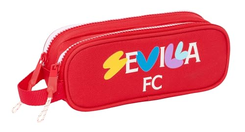 Safta Sevilla FC Doppelmäppchen für Kinder, ideal für Kinder im Schulalter, bequem und vielseitig, Qualität und Widerstandsfähigkeit, 21 x 6 x 8 cm, Rot, rot, Estándar, Lässig von safta