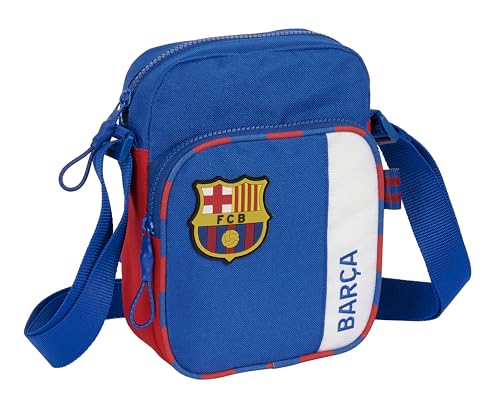 Safta F.C. Barcelona, 2. Ausrüstung, Umhängetasche mit Außentasche, Aktentasche, Umhängetasche, bequem und vielseitig, Qualität und Widerstandsfähigkeit, 16 x 6 x 22 cm, Blau und Burgunderrot, von safta