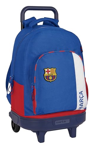 Safta FC Barcelona 2. Team, großer Rucksack mit Rädern, kompakt, abnehmbar, ideal für Kinder unterschiedlichen Alters, bequem und vielseitig, Qualität und Stärke, 33 x 22 x 45 cm, Blau und von safta