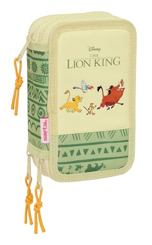 safta Mufasa Schulmäppchen mit 37 Utensilien, Federmäppchen für Kinder, ideal für Kinder von 5 bis 14 Jahren, bequem und vielseitig, Qualität und Widerstandsfähigkeit, 12,5 x 5,5 x 19,5 cm, von safta
