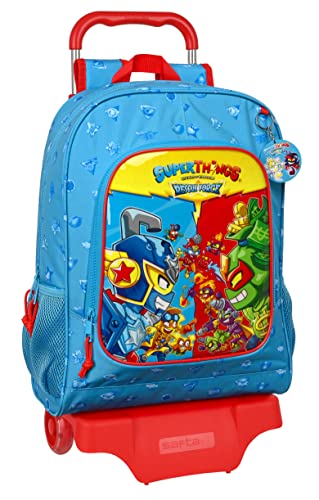 Safta SUPERZINGS Kinderrucksack, Modell 522 mit Trolley 905, ideal für Kinder jeden Alters, bequem und vielseitig, Qualität und Strapazierfähigkeit, 32 x 42 x 14 cm, Blau, blau, Estándar, Casual von safta