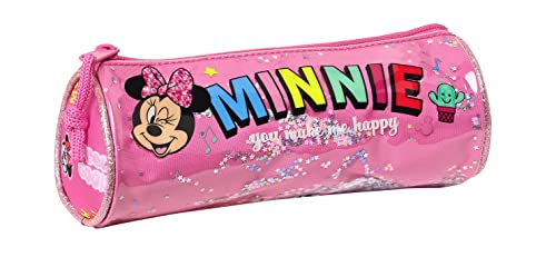 safta 812212026, Unisex-Kinder Minnie Mouse Lucky Schulfedermäppchen, rund, 200 x 70 mm, Pink, único - von safta