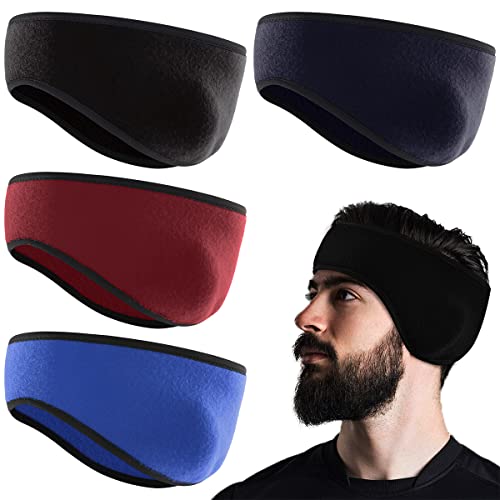 Sport Stirnband Ohrenwärmer,Saijer 4 PCS Winter Ohrenwärmer Dehnbar Stirnband Sport Ohrenschützer Thermal Headband Fleece Ear Warmers Winddicht für Laufen Wandern Jogging Fahrrad Yoga Skifahren von saijer