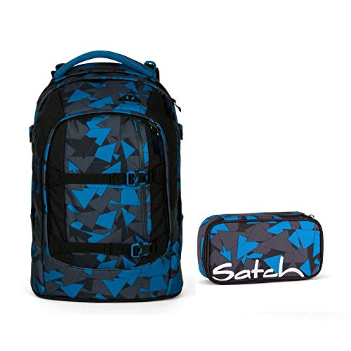 Satch Pack by Ergobag - 2tlg. Set Schulrucksack (+SchlamperBox Etui) - Blue Triangle von satch