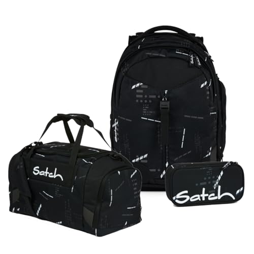 satch Match Schulrucksack Set 3tlg. (Ninja Matrix) inkl. Schlamperbox und Sporttasche von satch