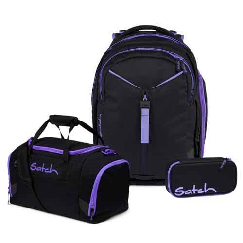 satch Match Schulrucksack Set 3tlg. (Purple Phantom) inkl. Schlamperbox und Sporttasche von satch