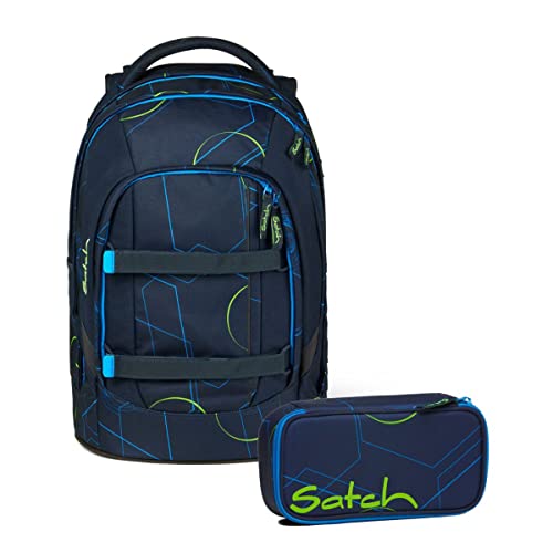 satch Pack Schulrucksack Set 2tlg. mit Schlamperbox (Blue Tech) von satch