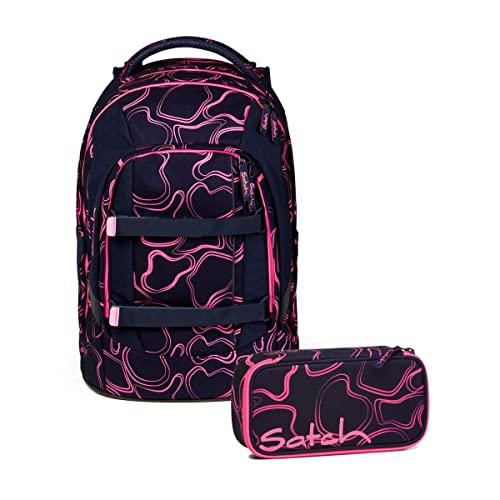 satch Pack Schulrucksack Set 2tlg. mit Schlamperbox (Pink Supreme) von satch