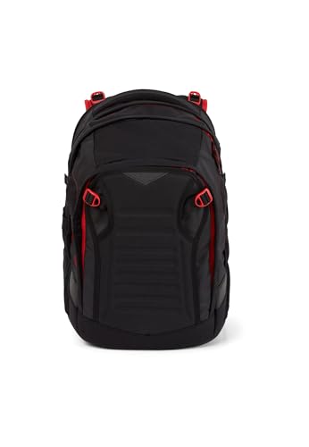 satch match Schulrucksack ergonomisch, erweiterbar auf 35 Liter, extra Fronttasche, Fire Phantom - Schwarz von satch
