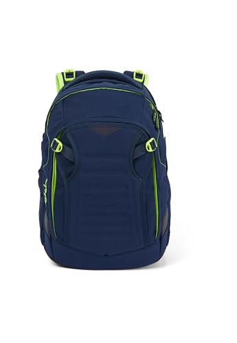satch match Schulrucksack ergonomisch, erweiterbar auf 35 Liter, extra Fronttasche, Toxic Yellow - Dunkelblau, Einheitsgröße EU von satch