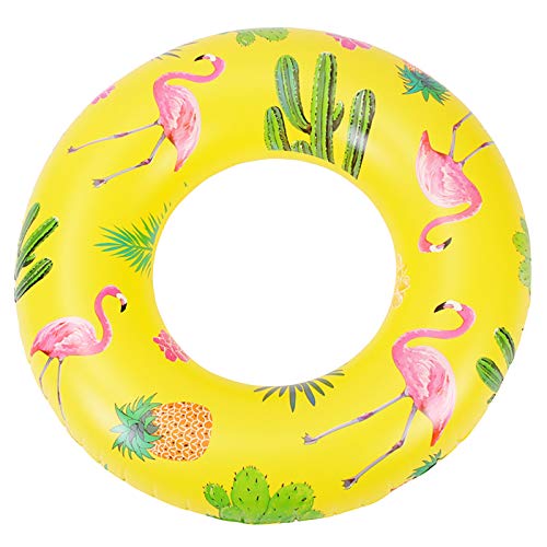 scalingscal Aufblasbarer Flamingo Schwimmring, Kinder Schwimmreifen Spielzeug Tiere Schwimmring Erwachsene Schwimmring Wasserspielring Wasserspielzeug Schwimmkissen Sommer für Pool Strand (Gelb) von scalingscal