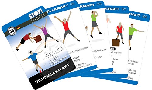 Stop! Fitness | Schnellkraft (Plyometrics) | Trainingskarten Übungskarten, deutsche Version, Kartengröße 66 x 100 mm mit Kunststoffbox - SAQ Serie von schäfer sport & fitness