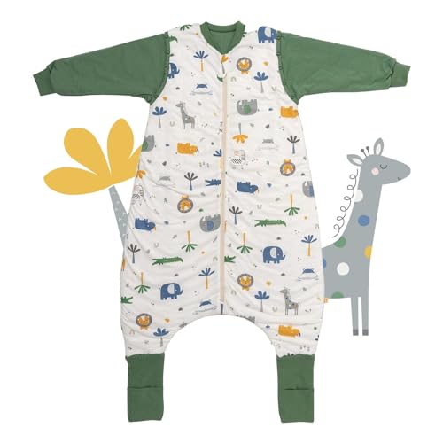 Schlummersack Schlafsack mit Füßen ganzjährig 2.5 Tog 140 cm Dschungel | Kinder Schlafsack mit Beinen und verlängerten Bündchen für eine Körpergröße 140-150cm von schlummersack