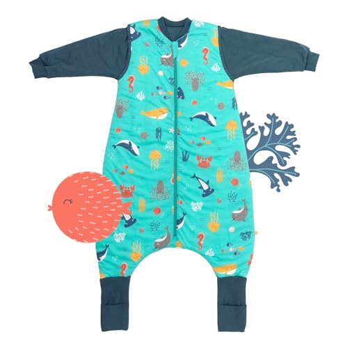 Schlummersack Schlafsack mit Füßen ganzjährig 2.5 Tog 140 cm Meerestiere | Kinder Schlafsack mit Beinen und verlängerten Bündchen für eine Körpergröße 140-150cm von schlummersack