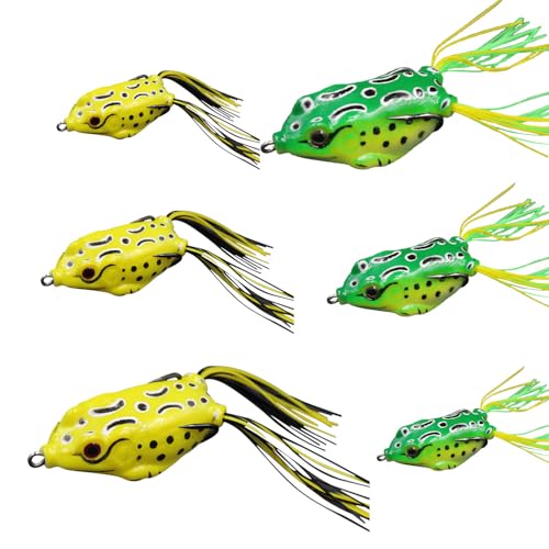 Senvenelec 6 Stück Colorful Thunder Frog Angelköder, 3D Fischauge, Frosch, Frosch, Blumenköder von senvenelec