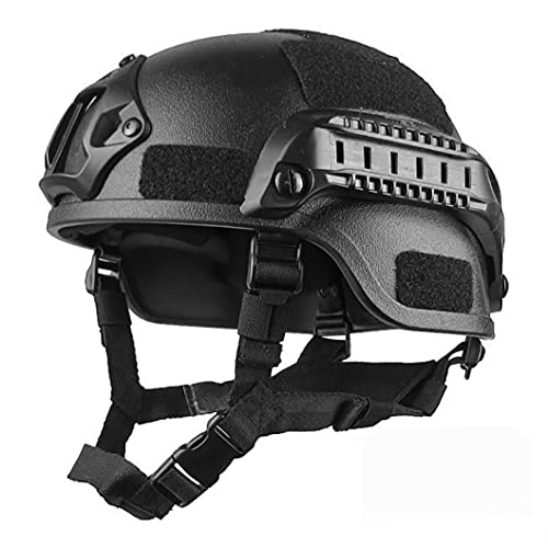 sevennine Airsoft-Helm, draußen Einstellbarer gepolsterter Fertigkeit voller Helm mit NVG-Halterung und Seitenschiene für Airsoft Paintball-Jagdschießen (schwarz) von sevennine