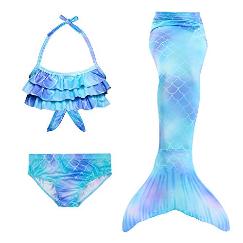 shepretty Meerjungfrau Schwanz mit Bikini-Set für Mädchen,A6WUPU,130 von shepretty