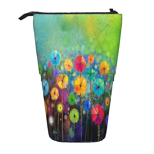 shgwehh Teleskop-Federmäppchen, Seestern, Muscheln, Strand, Schreibwaren, Federmäppchen, Make-up-Tasche, tragbare Büro-Schreibwarentasche für Teenager, Mädchen, Erwachsene, Bunte Blumen im abstrakten von shgwehh