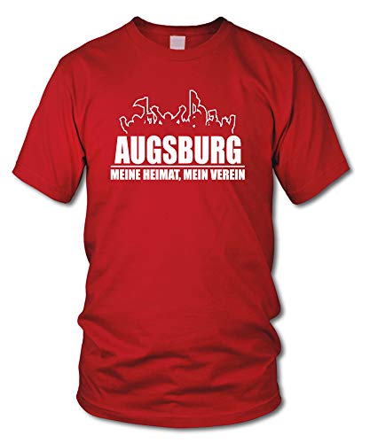 shirtloge - Augsburg - Fanblock - Meine Heimat, Mein Verein - Fussball Fan T-Shirt - Rot - Größe L von shirtloge