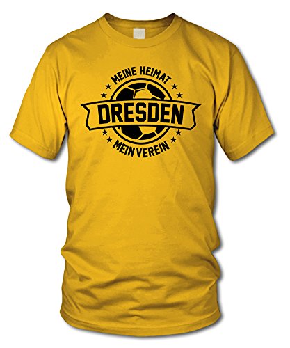shirtloge - Dresden - Meine Heimat, Mein Verein - Fan T-Shirt - Gelb - Größe S von shirtloge