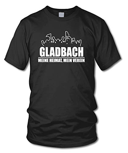 shirtloge - Gladbach - Fanblock - Meine Heimat, Mein Verein - Fussball Fan T-Shirt - Schwarz - Größe L von shirtloge