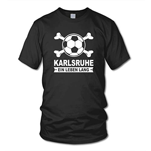 shirtloge - Karlsruhe - EIN Leben Lang - Fan T-Shirt - Schwarz - Größe XL von shirtloge