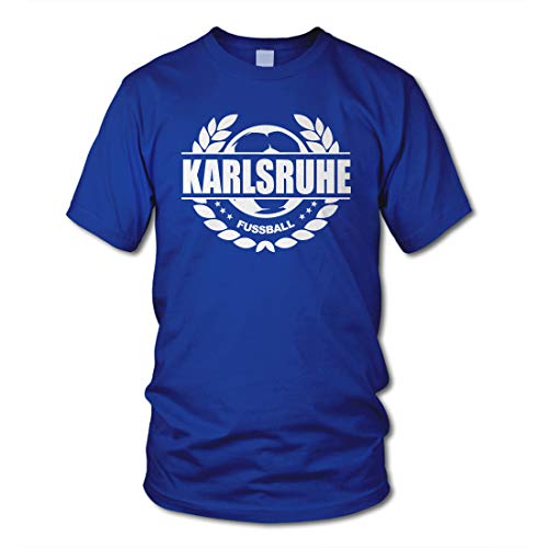 shirtloge - Karlsruhe - Fussball Lorbeerkranz - Fan T-Shirt - Royal - Größe S von shirtloge