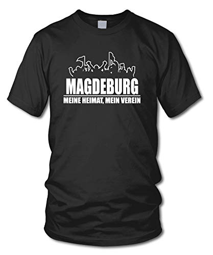 shirtloge - MAGDEBURG - Fanblock - Meine Heimat, Mein Verein - Fussball Fan T-Shirt - Schwarz - Größe L von shirtloge