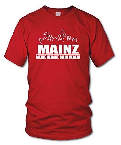 shirtloge - Mainz - Fanblock - Meine Heimat, Mein Verein - Fussball Fan T-Shirt - Rot - Größe XL von shirtloge