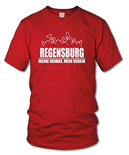 shirtloge - Regensburg - Fanblock - Meine Heimat, Mein Verein - Fussball Fan T-Shirt - Rot - Größe XXL von shirtloge