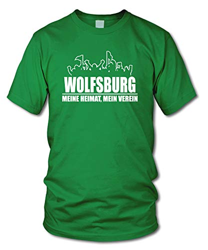 shirtloge - Wolfsburg - Fanblock - Meine Heimat, Mein Verein - Fussball Fan T-Shirt - Grün - Größe L von shirtloge
