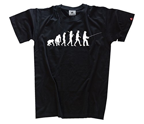 Shirtzshop Erwachsene T-Shirt Original Angler I Angeln Evolution, Schwarz, XL, sshop-evofish-t von shirtzshop
