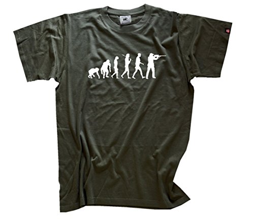 Shirtzshop Erwachsene T-Shirt Original Jagd Jäger Evolution, Olive, XXL, sshop-evojagd-t von shirtzshop
