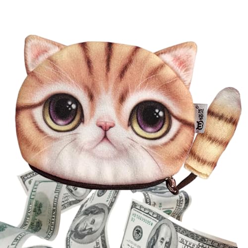 Geldbörse | Münzgeldbeutel | Katzen-Geldbörse mit Reißverschluss | Katzen-Reißverschlussetui, Geldbörse mit Cartoon-Katzen-Aufdruck, Geldbeutel, Geldbörsen, Aufbewahrungstaschen für den täglichen Gebr von shjxi