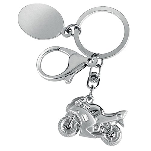 SILBERKANNE Schlüsselanhänger Motorrad 7,5x3,5x1 cm Premium Silber Plated edel versilbert in Top Verarbeitung mit Gravur Platte von SILBERKANNE