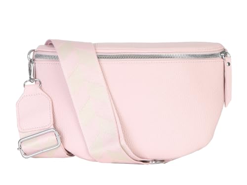 Damen Bauchtasche stylisch Umhängetasche Hüfttasche Bodybag Gürtel Crossbody Bag Schultertasche mit Verstellbaren Gurt 25 (Rosa, Groß 28 x 18 x 9 cm) von simaranda