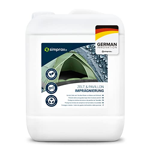 simprax® Zelt Imprägnierung Spray-On - 5,0 Liter Kanister - Oeko-TEX Zertifiziert - UV-stabil, biologisch abbaubar von simprax
