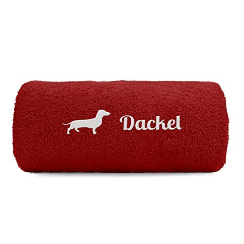 siviwonder Dackel Girl Handtuch Pfoten Hundemotiv Stickerei Deluxe Farbe Rot von siviwonder