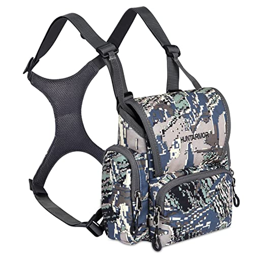 Bino Geschirr mit Entfernungsmesser-Tasche & Regenschutz, leichtes Fernglas-Geschirr Brustpackung, tragbares Fernglas Pack für Jagd, Wandern (Camo) von skiguard