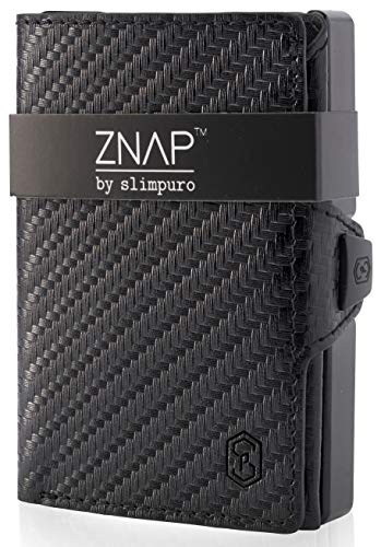 ZNAP® Slim Wallet Kreditkartenetui | Geldbörse Herren | Kartenhalter Geldbeutel | Portemonnaie Mit RFID Schutz | 8 Karten | Carbon von slimpuro