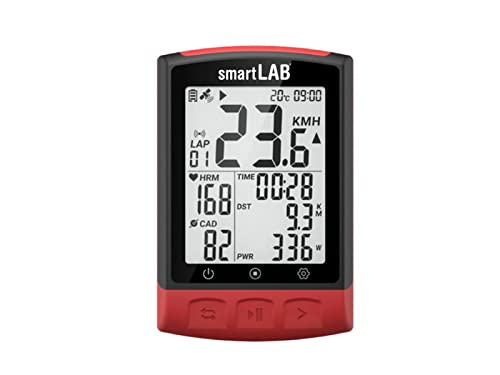 smartLAB bike2 smarte GPS-Fahrradcomputer mit ANT+ & Bluetooth für Radsport | 2,3 Zoll entspiegelte LCD Display | Fahrradtacho mit Kilometerzähler, Schwarz von smartLAB