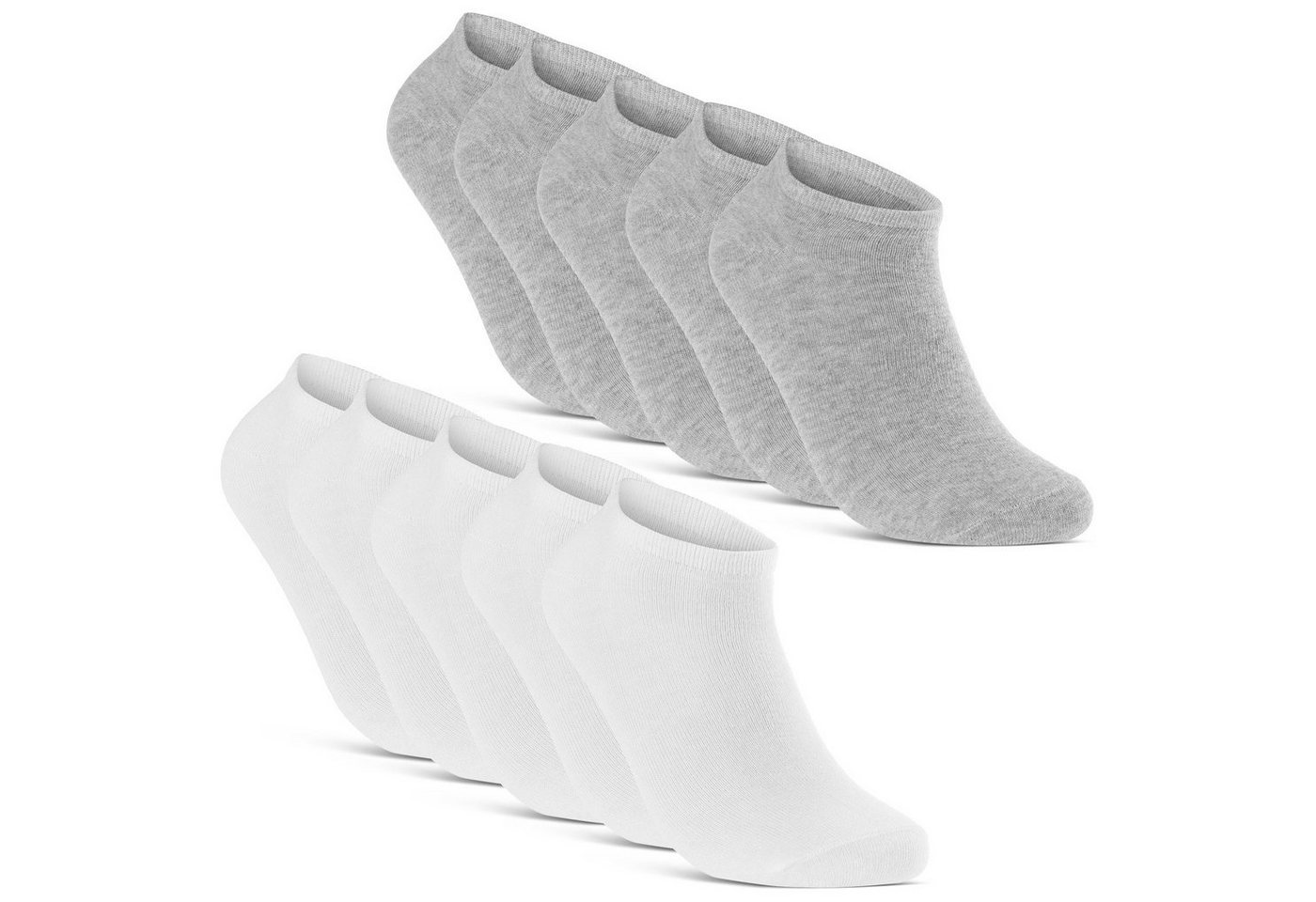 sockenkauf24 Sneakersocken 10, 20, 30 Paar Sneaker Socken Damen & Herren Schwarz Weiß Grau (5xGrau, 5xWeiß, 10-Paar, 35-38) Baumwolle - 16900 WP von sockenkauf24