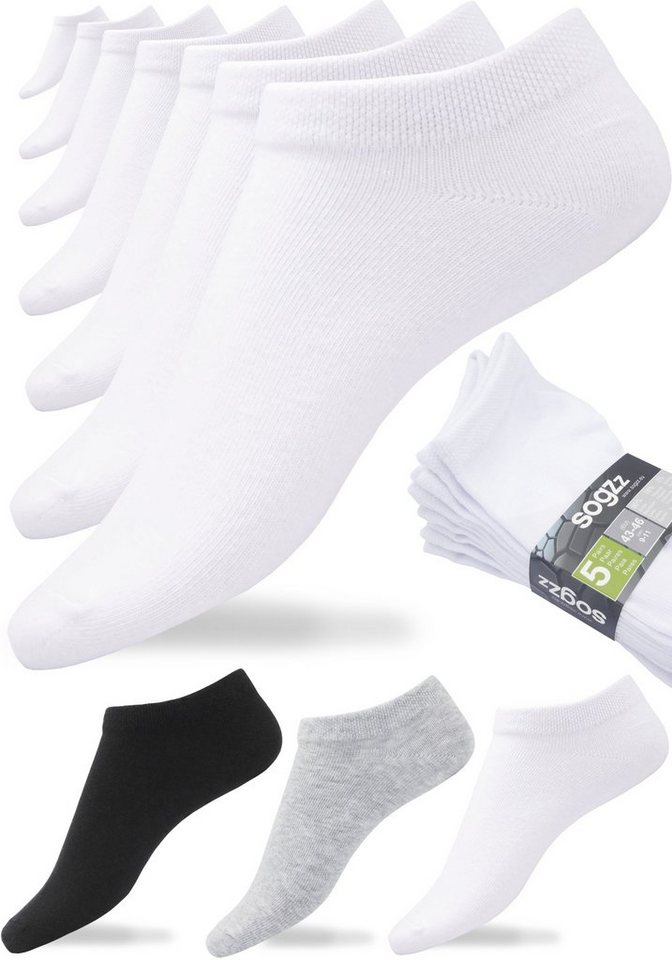 sogzz Sneakersocken 5-60 Paar Sneaker Socken 80% Baumwolle Damen Herren Weiß Schwarz Grau (20-Paar) von sogzz