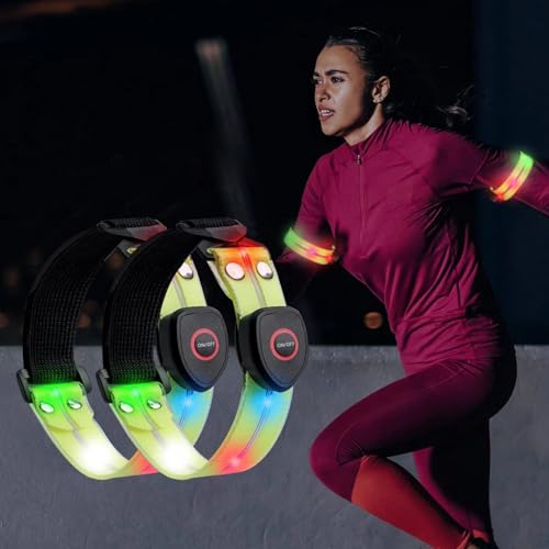 songyea 2 Stück LED Armband, USB Reflektorband Leuchtarmband, Leuchtarmband Kinder und Erwachsene Nacht Sicherheits Licht für Joggen Laufen Running, Hundewandern, Sport im Freien von songyea
