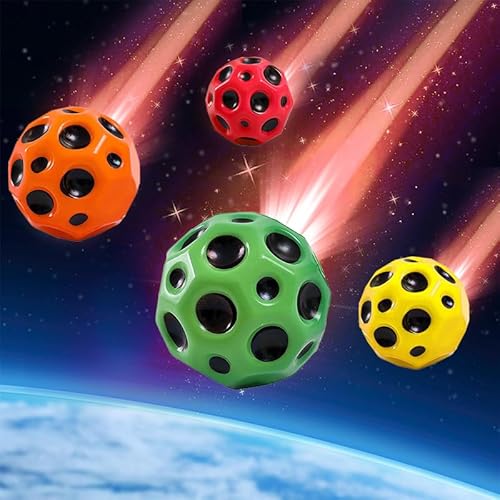 songyea 4 Stück Moon Ball, Hohe Sprünge Gummiball Space Moonball,Planeten Hüpfbälle, 7 cm Flunkyball Bounce Bouncing für Kinder, Loch Mondball Lavaball von songyea