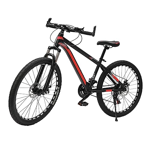 26 Zoll Fahrrad Mountainbike, 21-Gang Fahrrad Jungen Mädchen, Citybike, Rahmen aus Kohlenstoffstahl, Antirutschreifen, Geschenk (Schwarz+Rot) von soudesileim