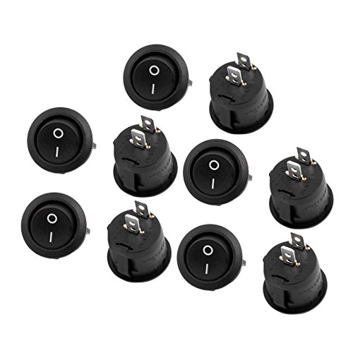 sourcing map 10 Stück Schwarzer runder Knopf SPST EIN/Aus Wippschalter AC 125V/12A 250VAC/10A von sourcing map
